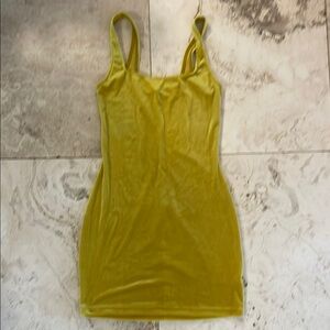 URBAN OUTFITTERS yellow velvet mini dress